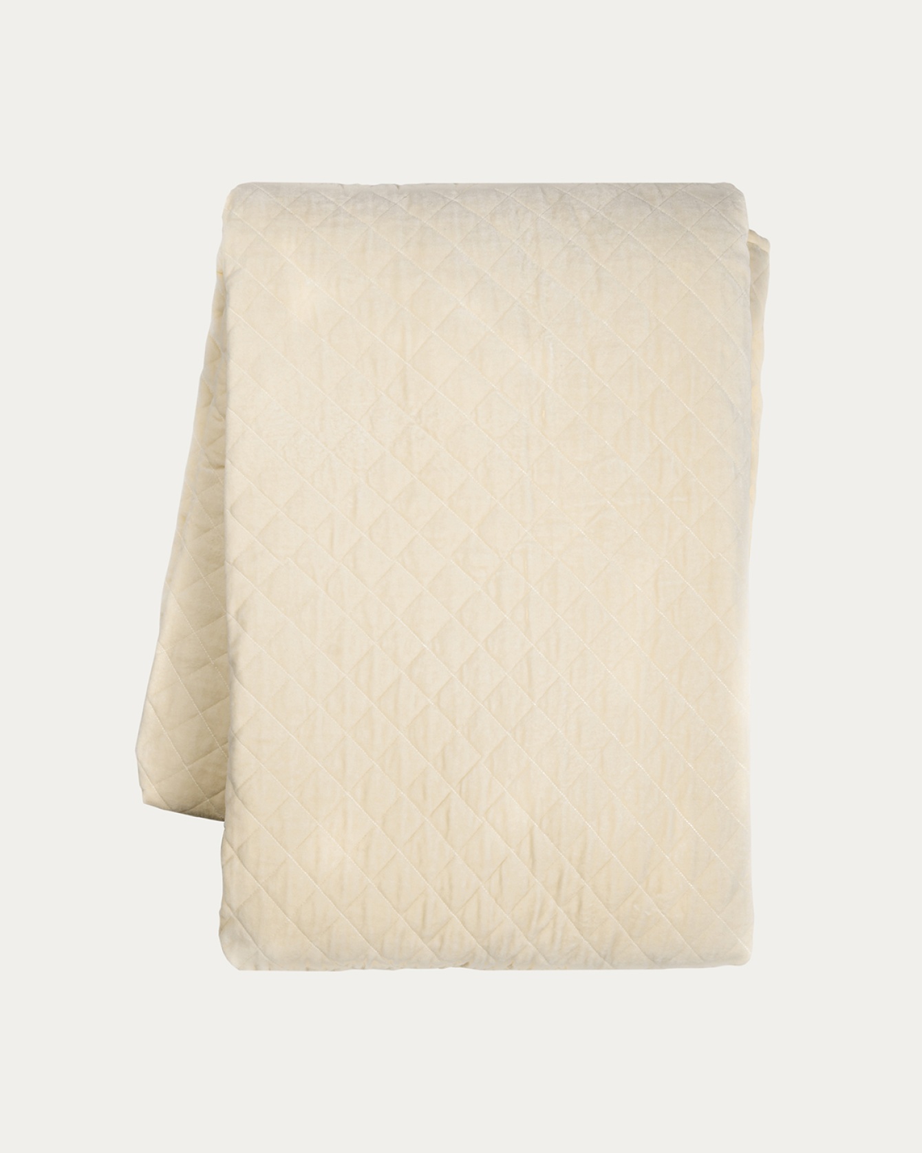 Produktbild cremebeige Tagesdecke PICCOLO aus weichem Baumwollsamt für Einzelbett von LINUM DESIGN. Größe 170x260 cm.