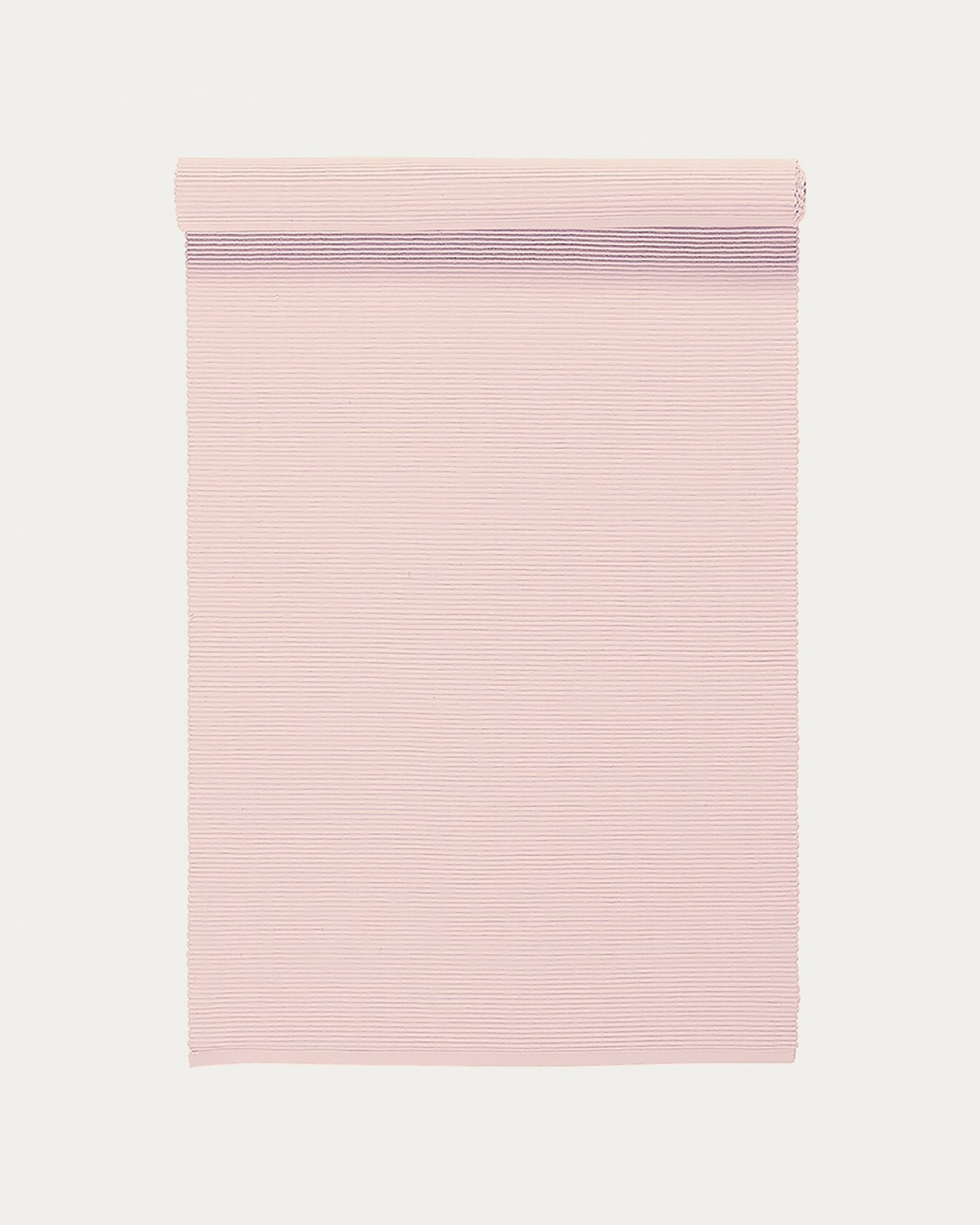 Image du produit chemin de table UNI rose pastel en coton doux de qualité côtelée de LINUM DESIGN. Taille 45 x 150 cm.
