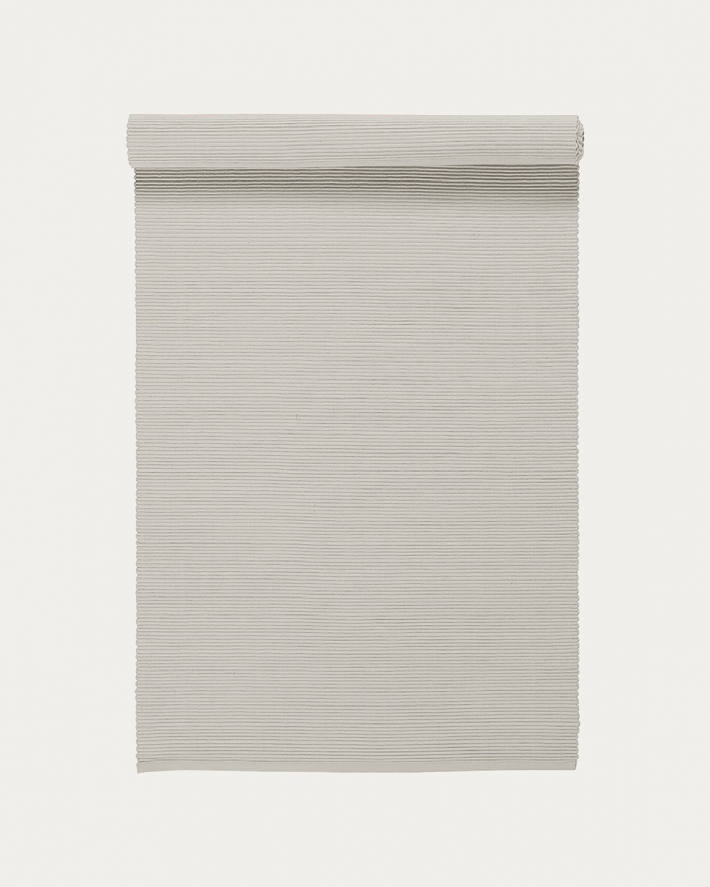 Produktbild hellgrau UNI Tischläufer aus weicher Baumwolle in Rippenqualität von LINUM DESIGN. Größe 45x150 cm.