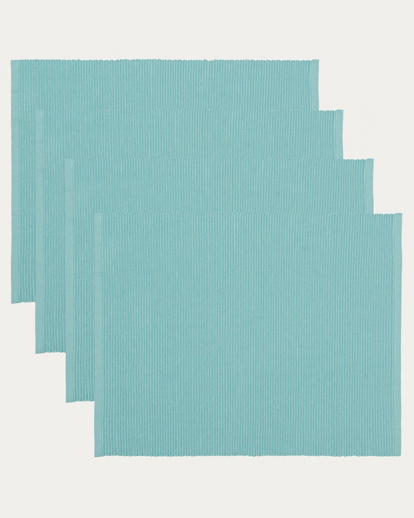 Product image dusty turquoise UNI placemat made of soft cotton in ribbed quality from LINUM DESIGN. Size 35x46 cm and sold in 4-pack.