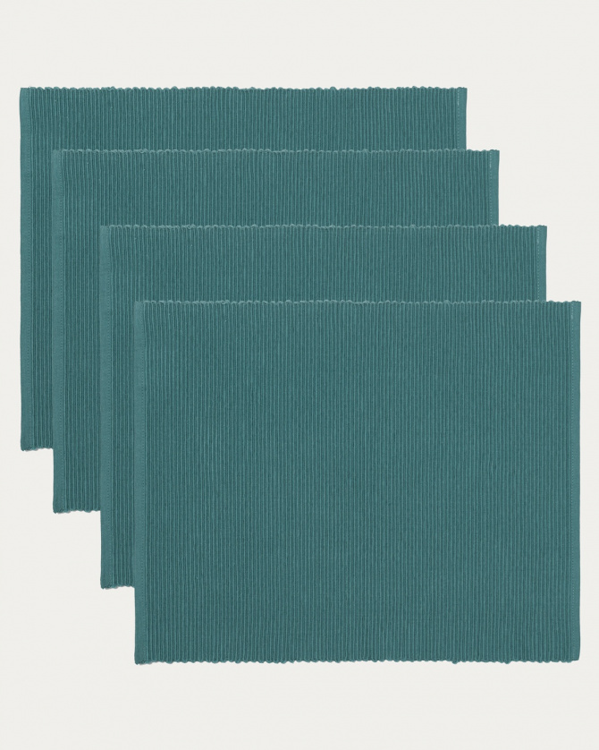 UNI placemat in dark grey turquoise made of cotton, 4-pack