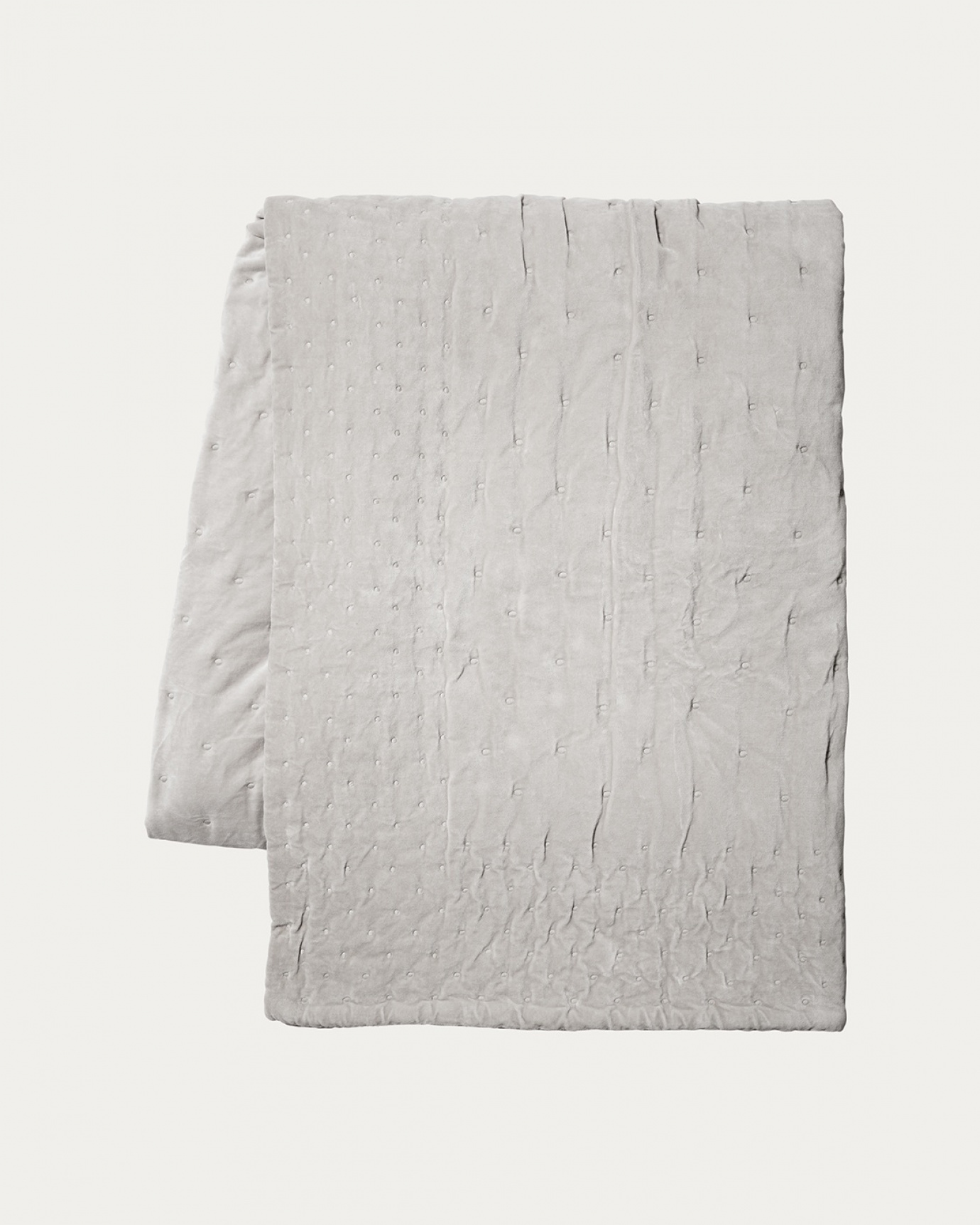 Produktbild silber-grau Tagesdecke PAOLO aus weichem Samt aus bio-baumwolle für Doppelbett von LINUM DESIGN. Größe 270x260 cm.