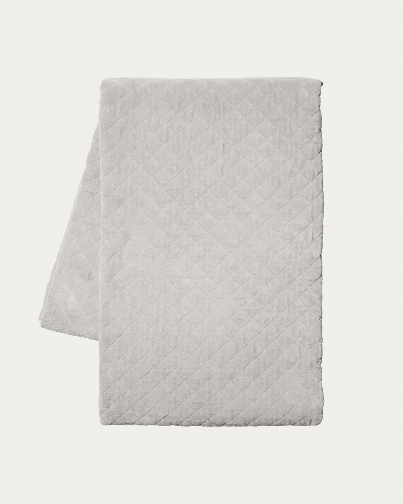 Produktbild silber-grau Tagesdecke PICCOLO aus weichem Samt aus bio-baumwolle für Einzelbett von LINUM DESIGN. Größe 170x260 cm.