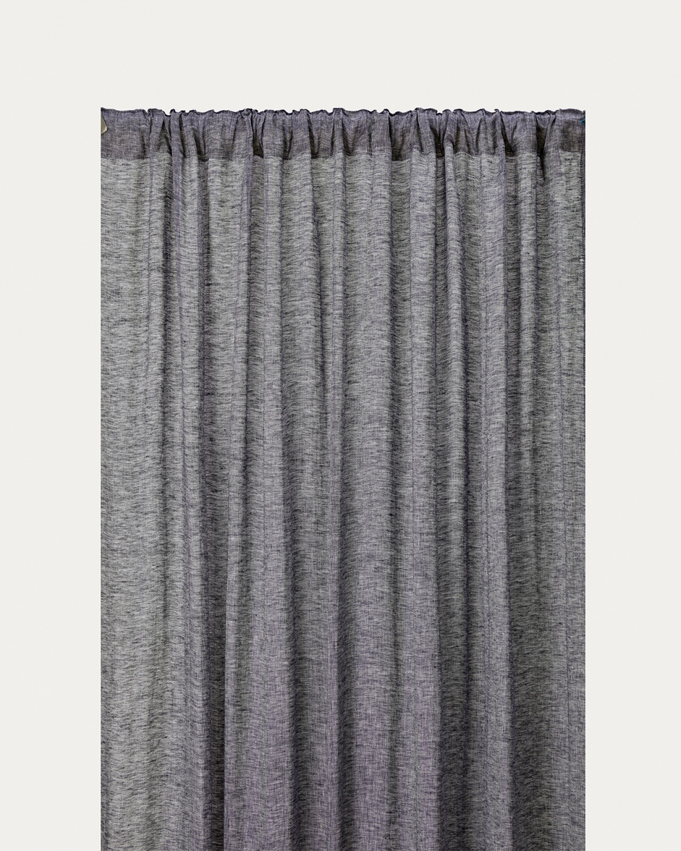 Product image ink blue INTERMEZZO curtain of sheer linen with finished pleat tape from LINUM DESIGN. Size 140x290 cm and sold in 2-pack.