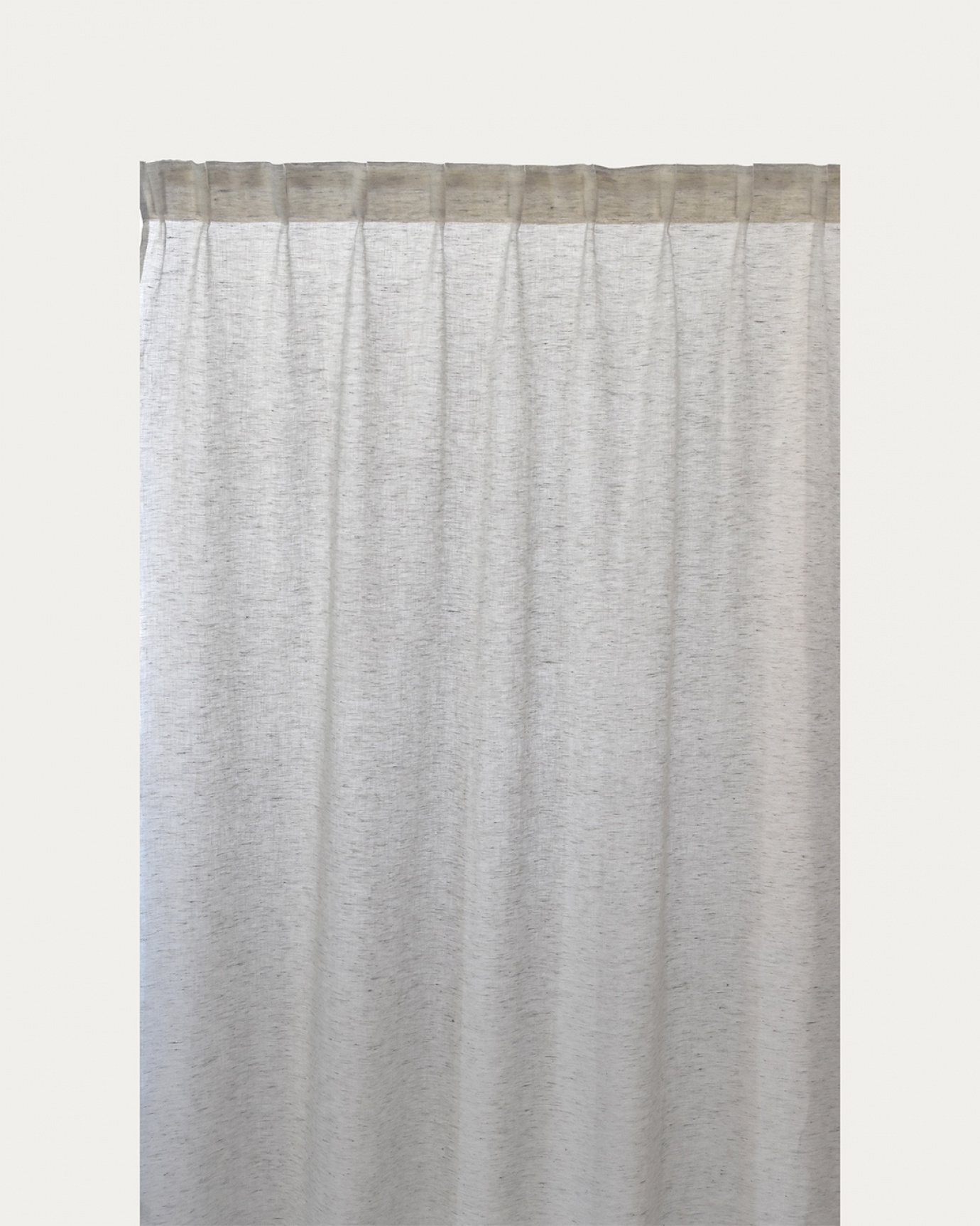 Product image light stone grey INTERMEZZO curtain of sheer linen with finished pleat tape from LINUM DESIGN. Size 140x290 cm and sold in 2-pack.