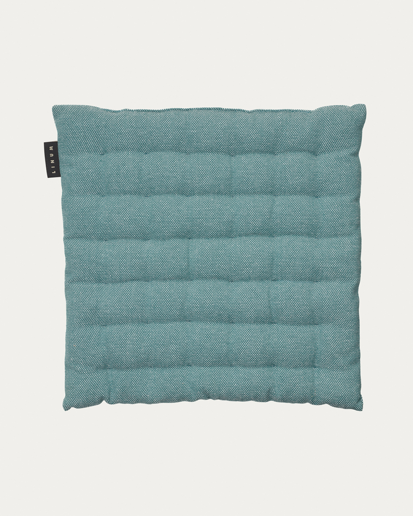 Product image dark grey turquoise PEPPER seat cushion made of soft cotton with recycled polyester filling from LINUM DESIGN. Size 40x40 cm.