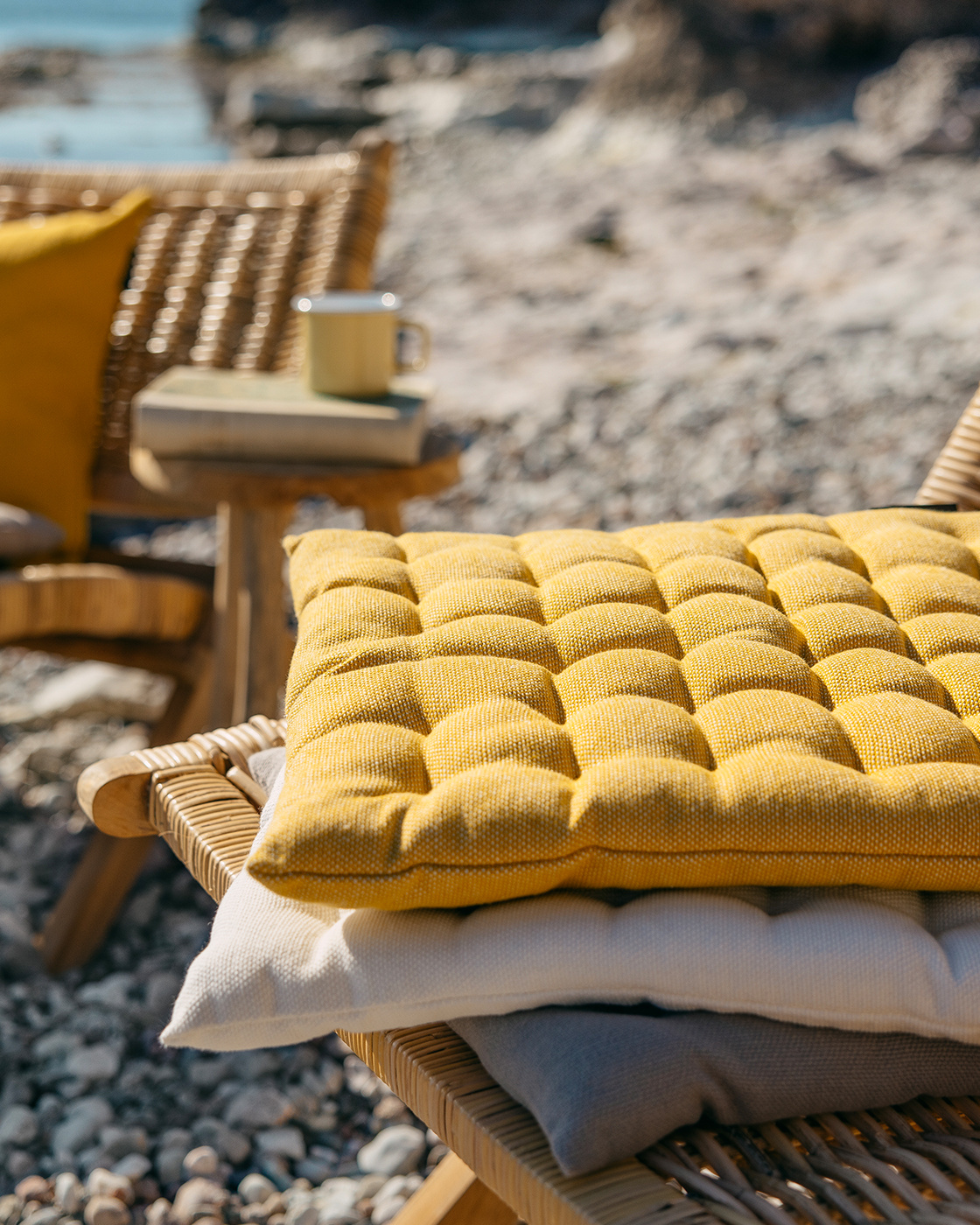 PEPPER seat cushion in mustard yellow made of cotton