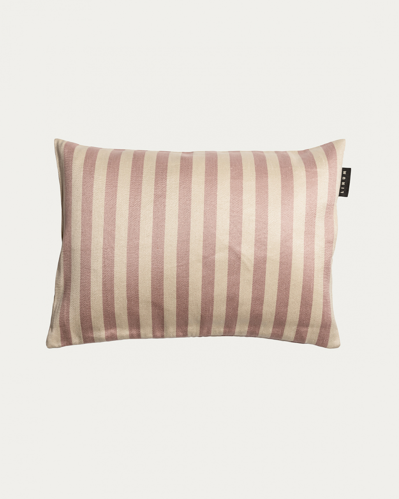 Product image dusty pink AMALFI cushion cover with wide stripes made of 77% linen and 23% cotton from LINUM DESIGN. Size 35x50 cm.