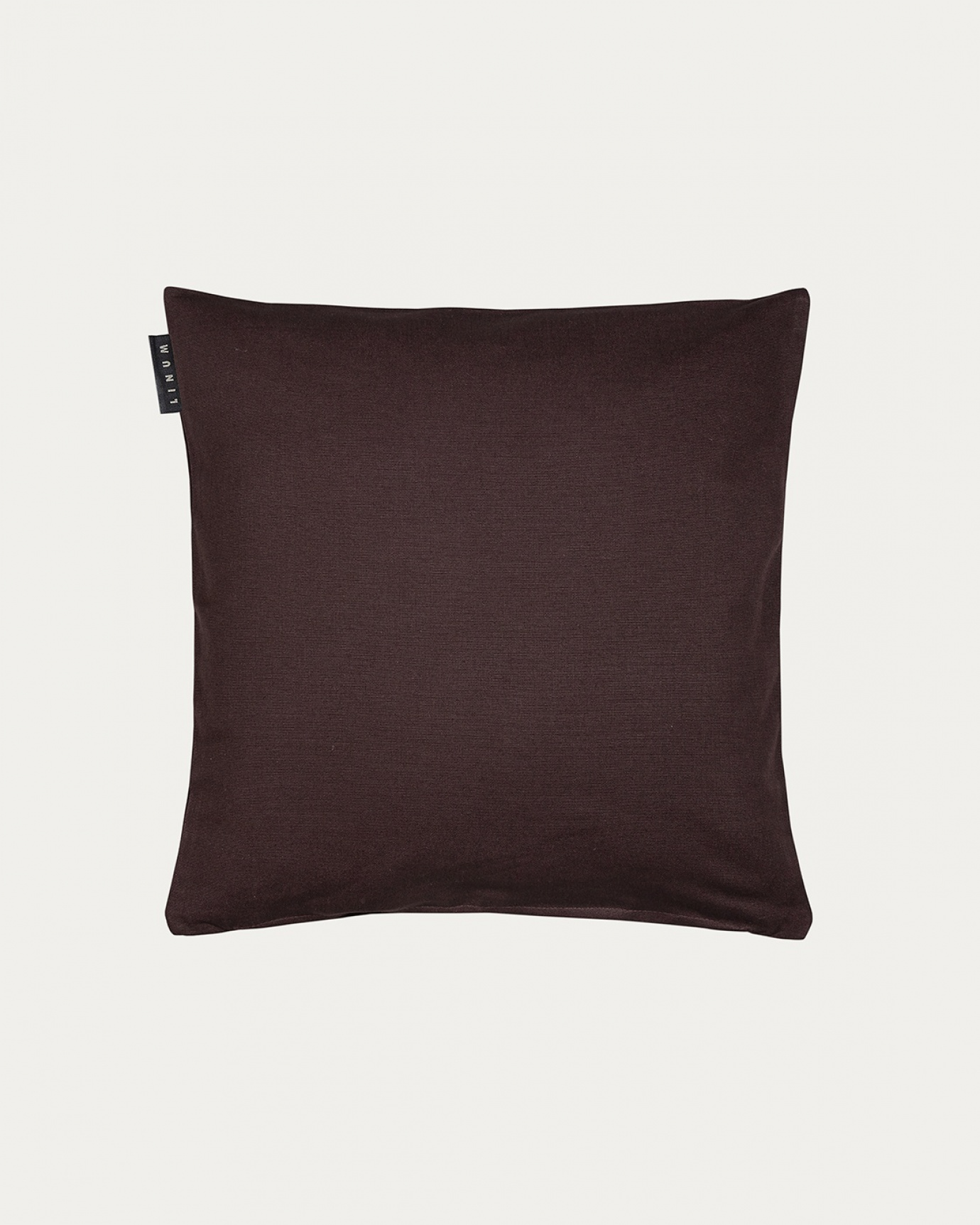 Product image dark brown ANNABELL cushion cover made of soft cotton from LINUM DESIGN. Size 40x40 cm.