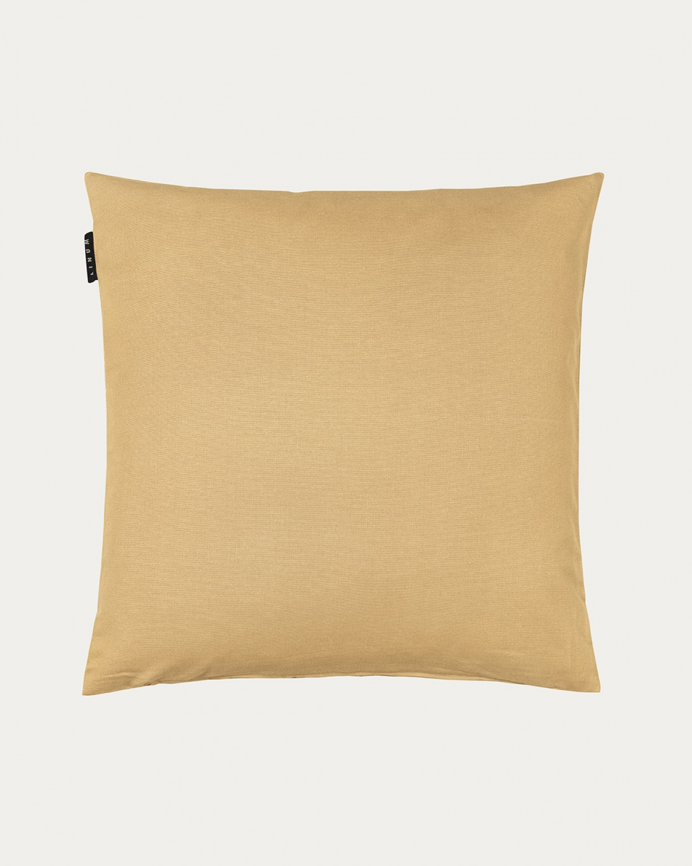 Product image straw yellow ANNABELL cushion cover made of soft cotton from LINUM DESIGN. Size 50x50 cm.