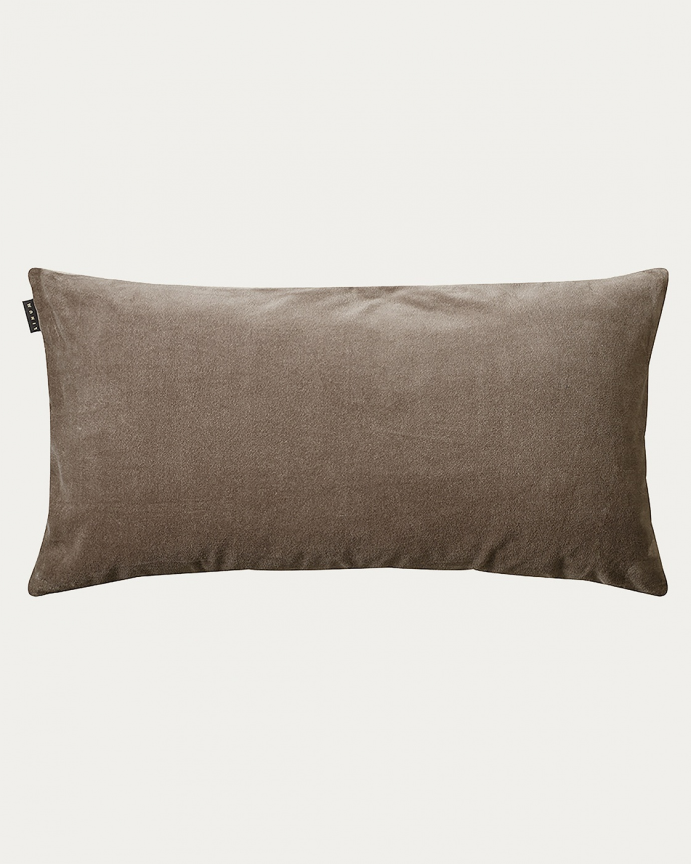 Product image mole brown PAOLO cushion cover made of soft cotton velvet and 100% linen from LINUM DESIGN. Size 50x90 cm.