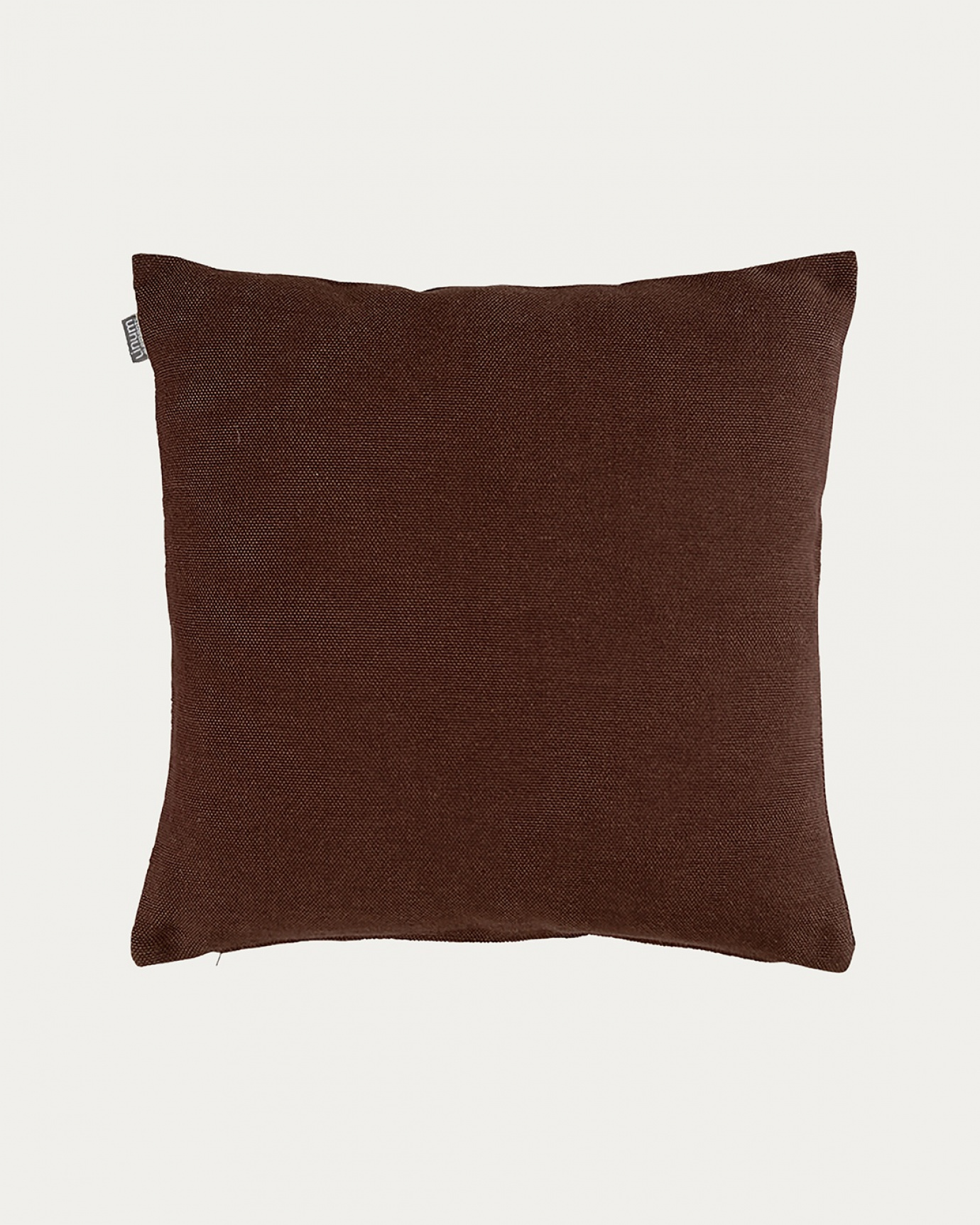 Product image dark brown PEPPER cushion cover made of soft cotton from LINUM DESIGN. Easy to wash and durable for generations. Size 50x50 cm.