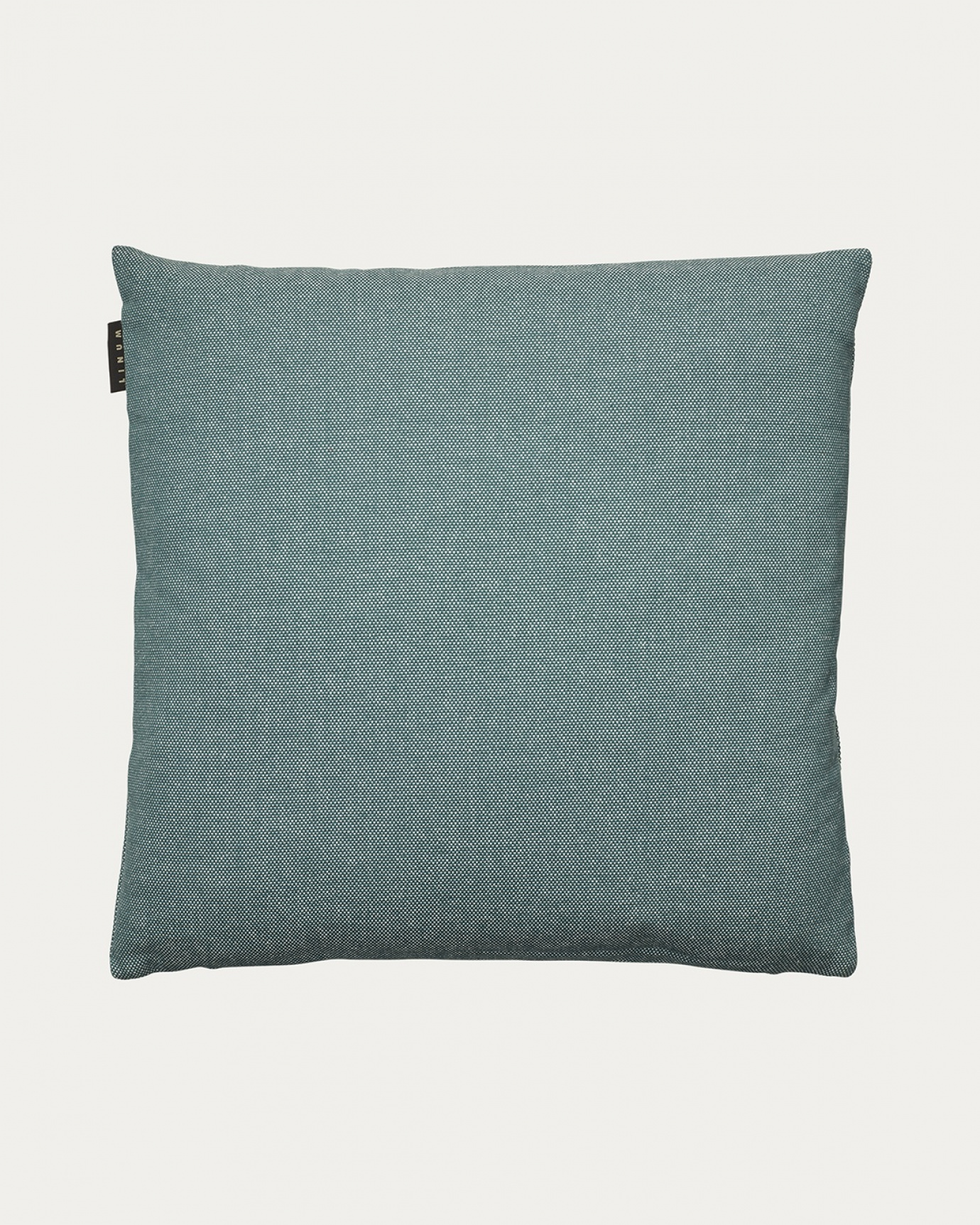 Image du produit housse de coussin PEPPER gris foncé turquoise en coton doux de LINUM DESIGN. Facile à laver et durable pendant des générations. Taille 50 x 50 cm.