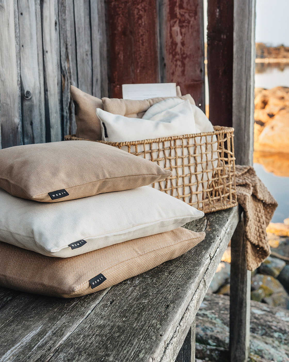 Burgundy and outlet grey cushions