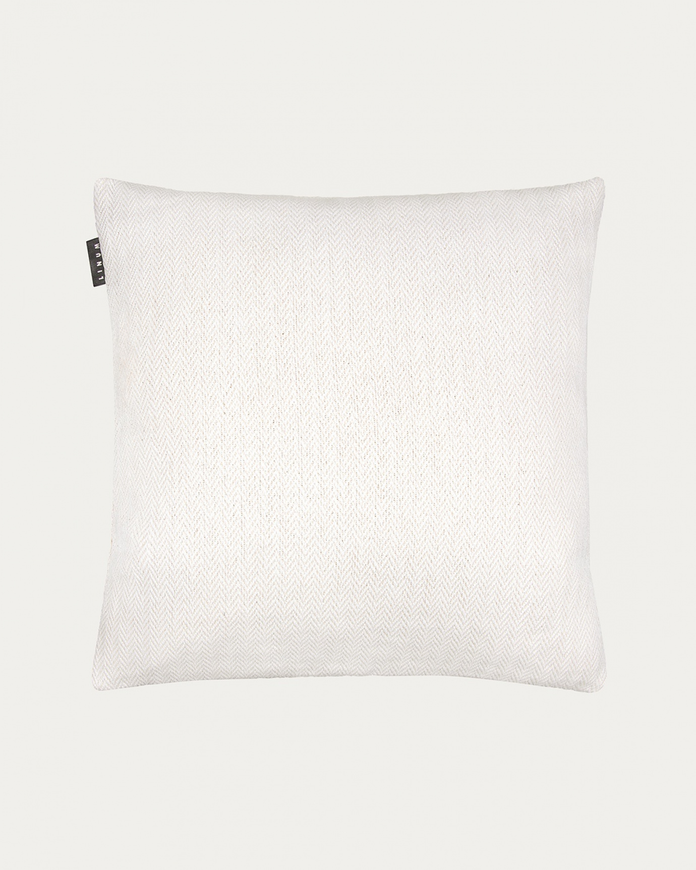 Product image white SHEPARD cushion cover made of soft cotton with a discreet herringbone pattern from LINUM DESIGN. Size 50x50 cm.