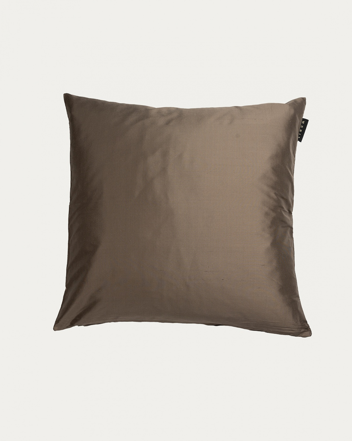 Product image dark mole brown SILK cushion cover made of 100% dupion silk that gives a nice lustre from LINUM DESIGN. Size 40x40 cm.