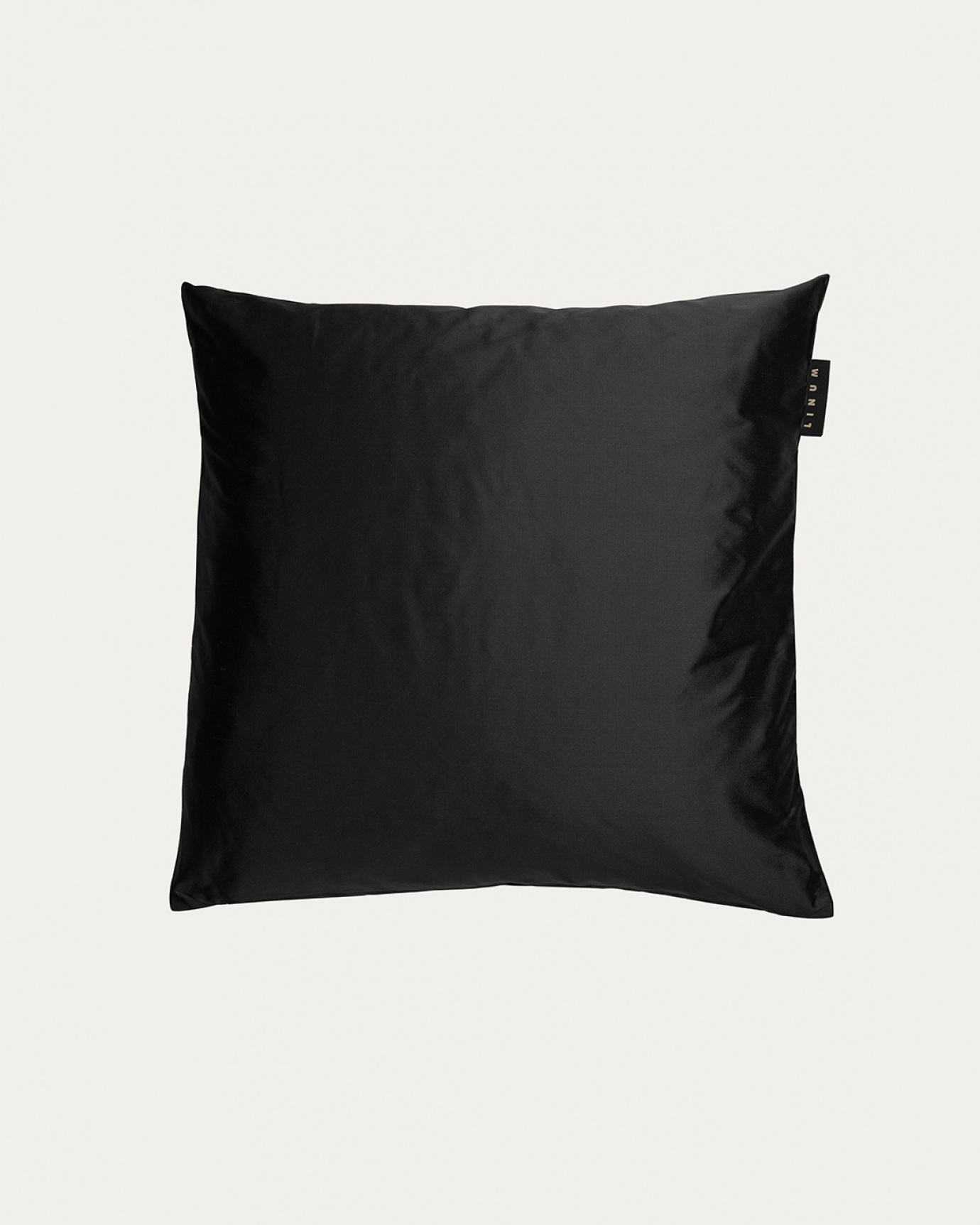 Product image black SILK cushion cover made of 100% dupion silk that gives a nice lustre from LINUM DESIGN. Size 40x40 cm.