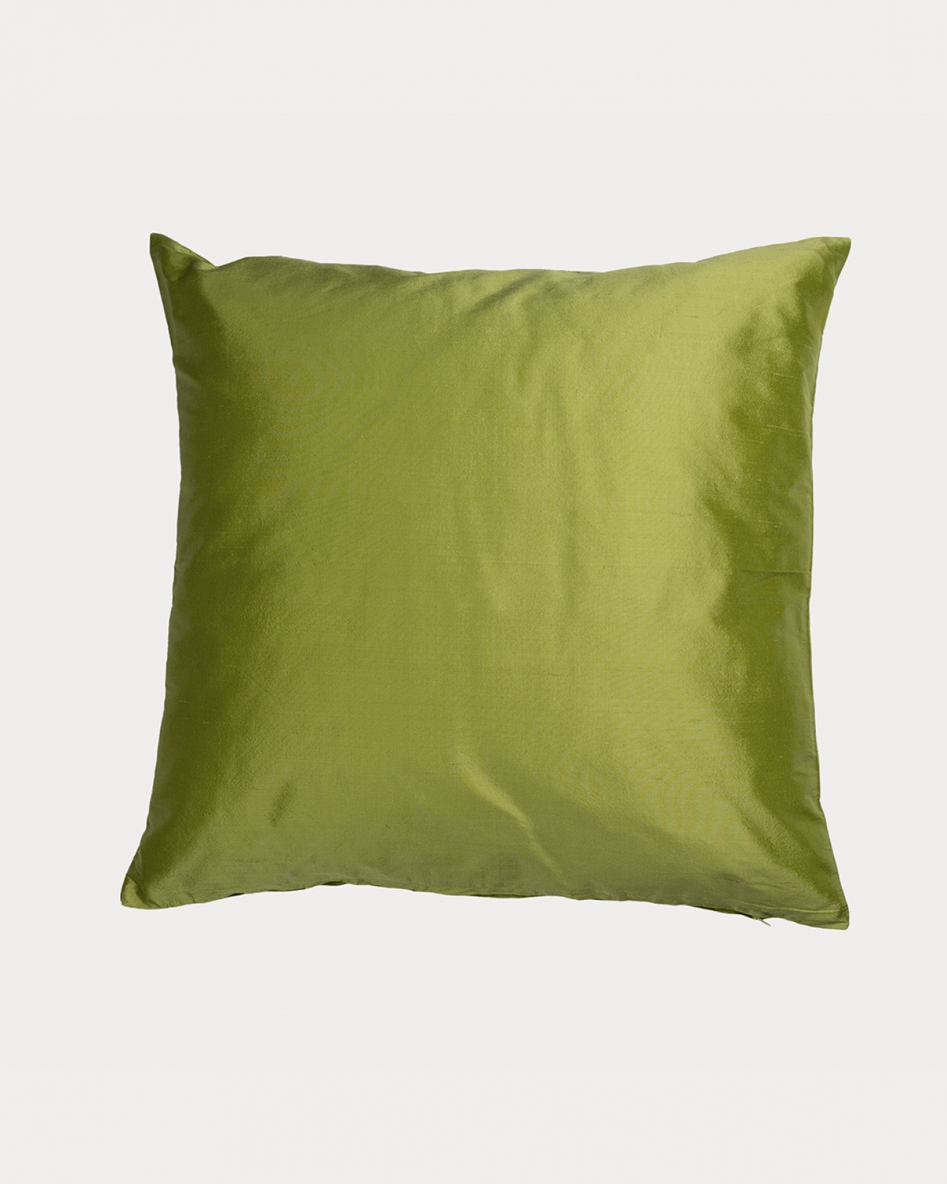Product image pear green SILK cushion cover made of 100% dupion silk that gives a nice lustre from LINUM DESIGN. Size 50x50 cm.
