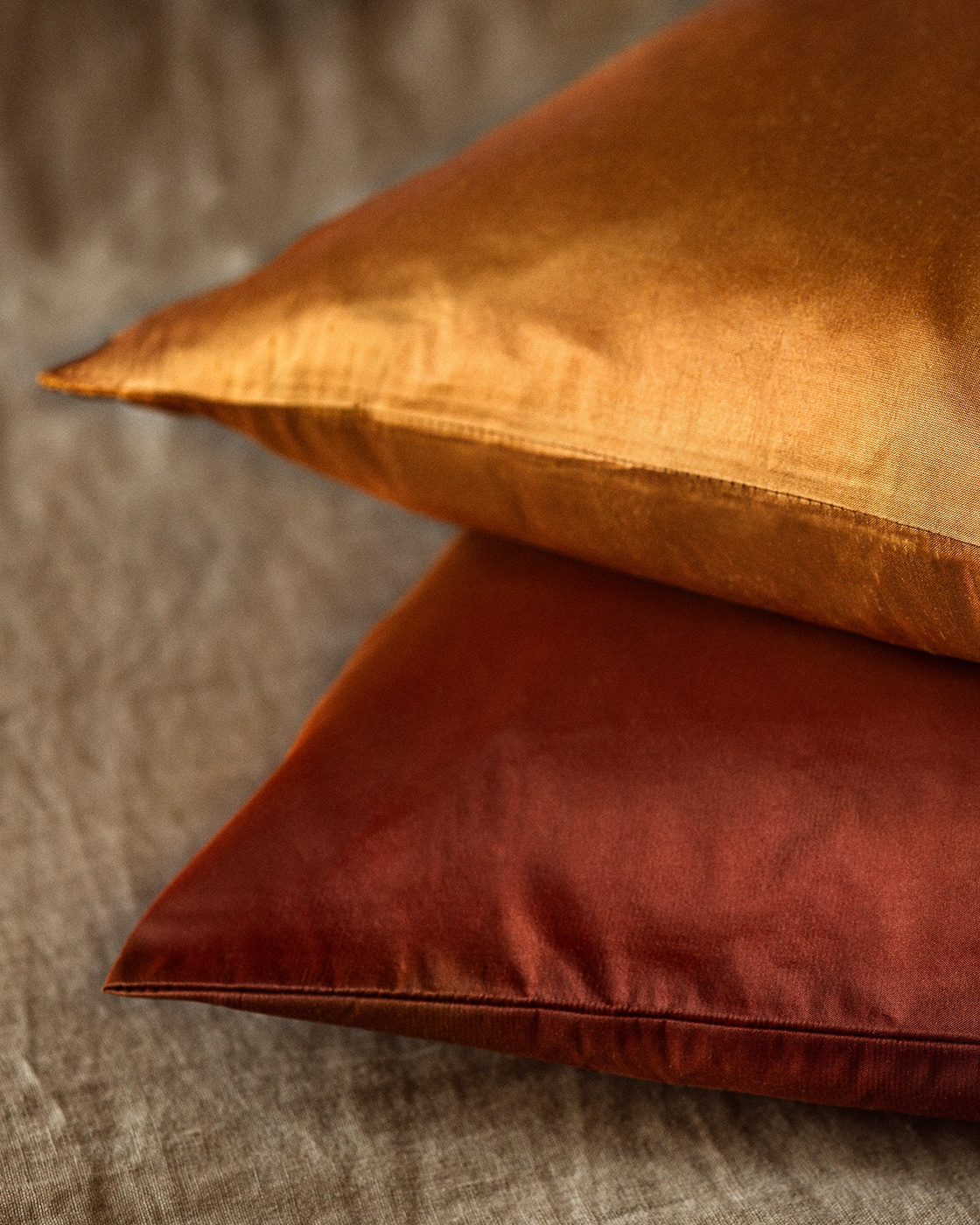 Orange Silk Velvet Cushion Cover with Blue & Off White Colours discount | Front side is 100% Silk Velvet, Back side is Soft Orange Fabric | OEKO-TEX®