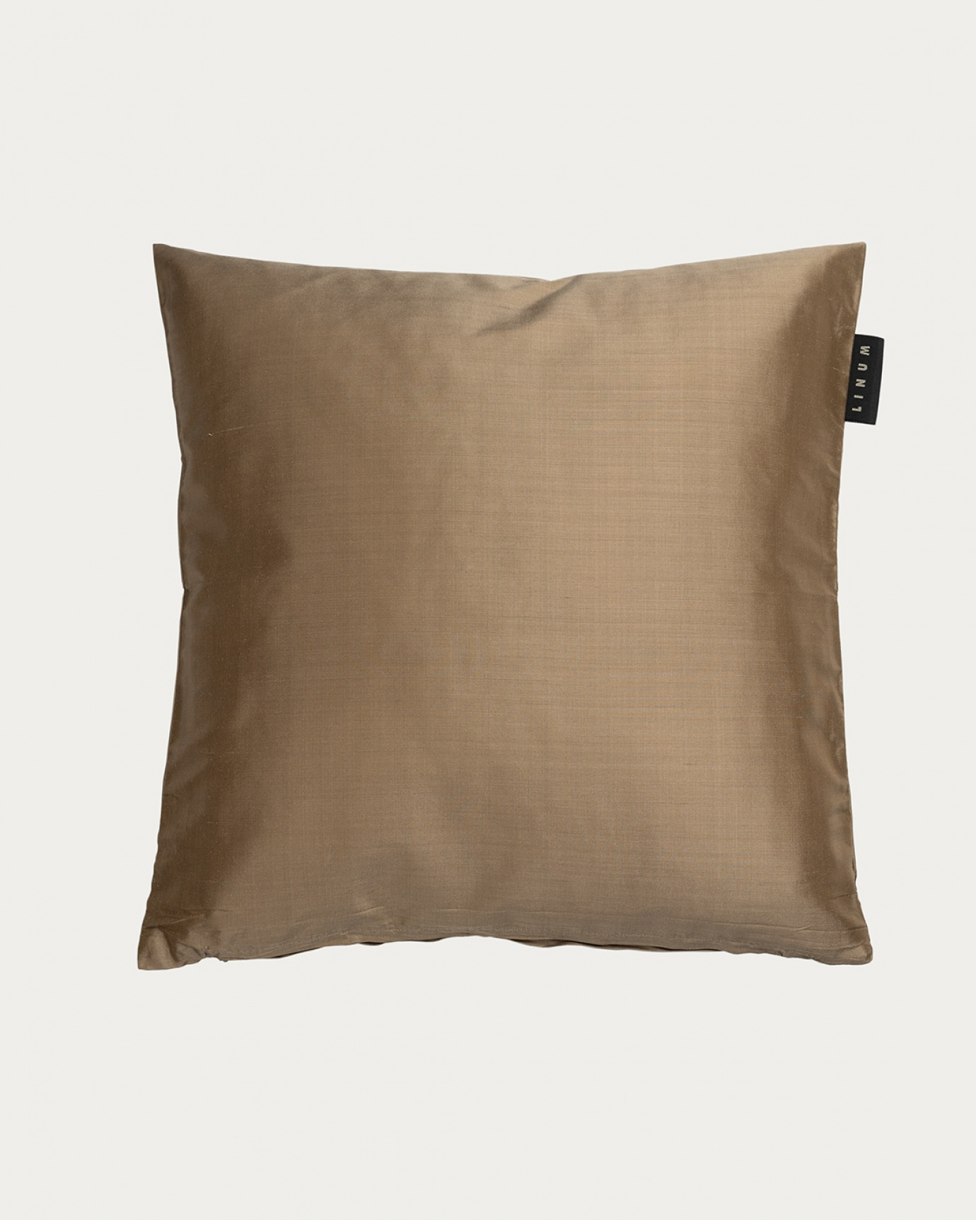 Product image smoke brown SILK cushion cover made of 100% dupion silk that gives a nice lustre from LINUM DESIGN. Size 50x50 cm.