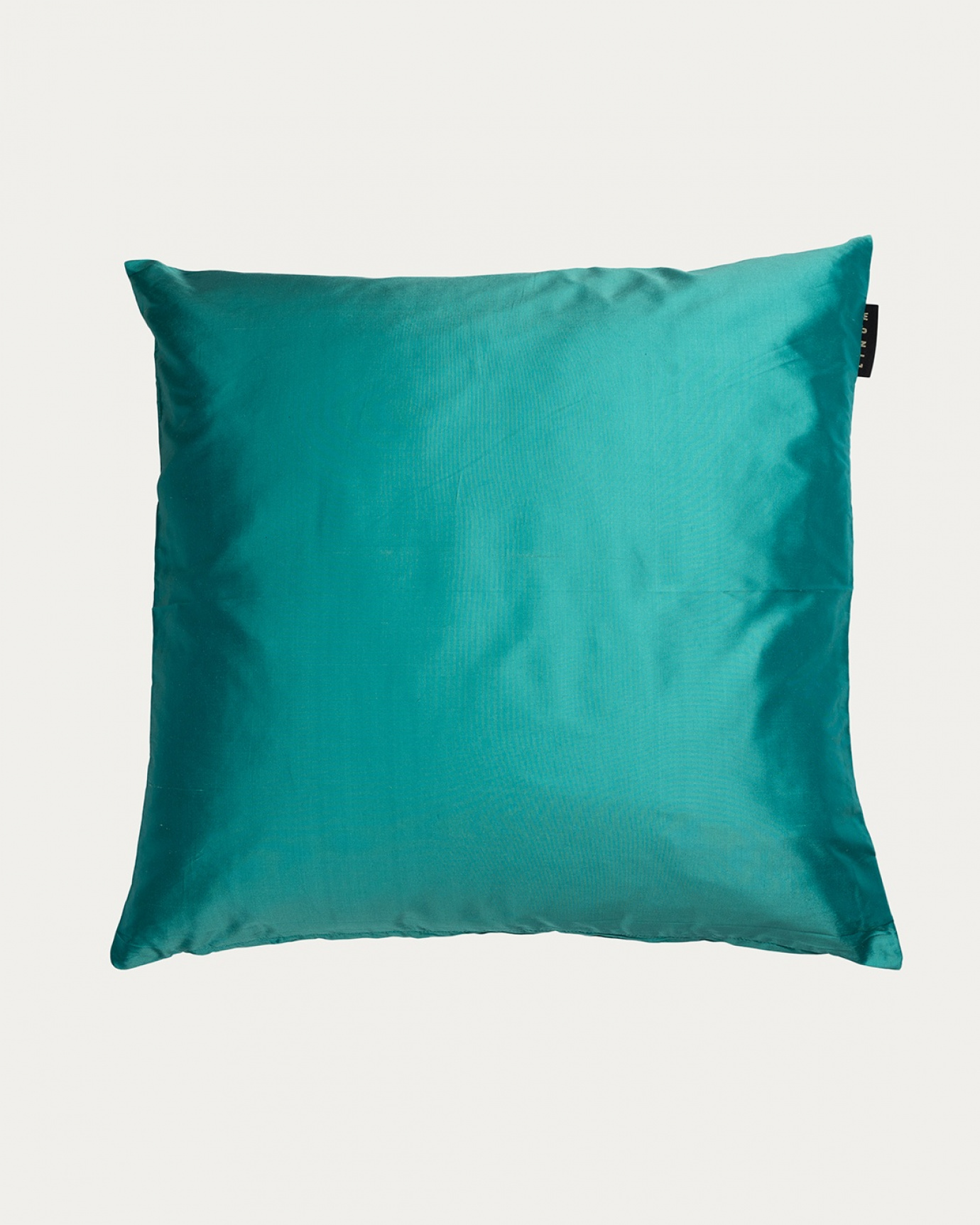 Product image turquoise SILK cushion cover made of 100% dupion silk that gives a nice lustre from LINUM DESIGN. Size 50x50 cm.