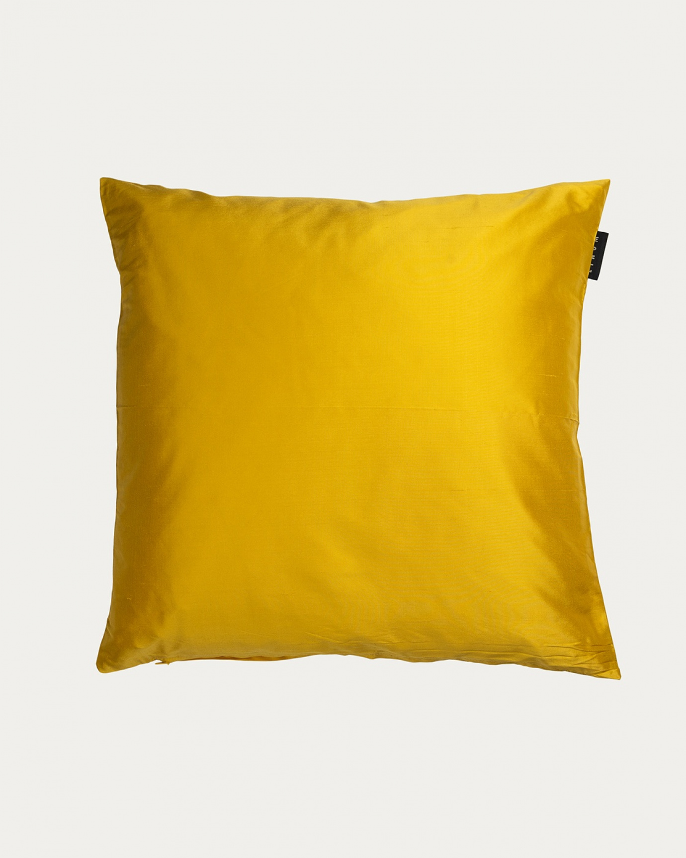 Product image mustard yellow SILK cushion cover made of 100% dupion silk that gives a nice lustre from LINUM DESIGN. Size 50x50 cm.